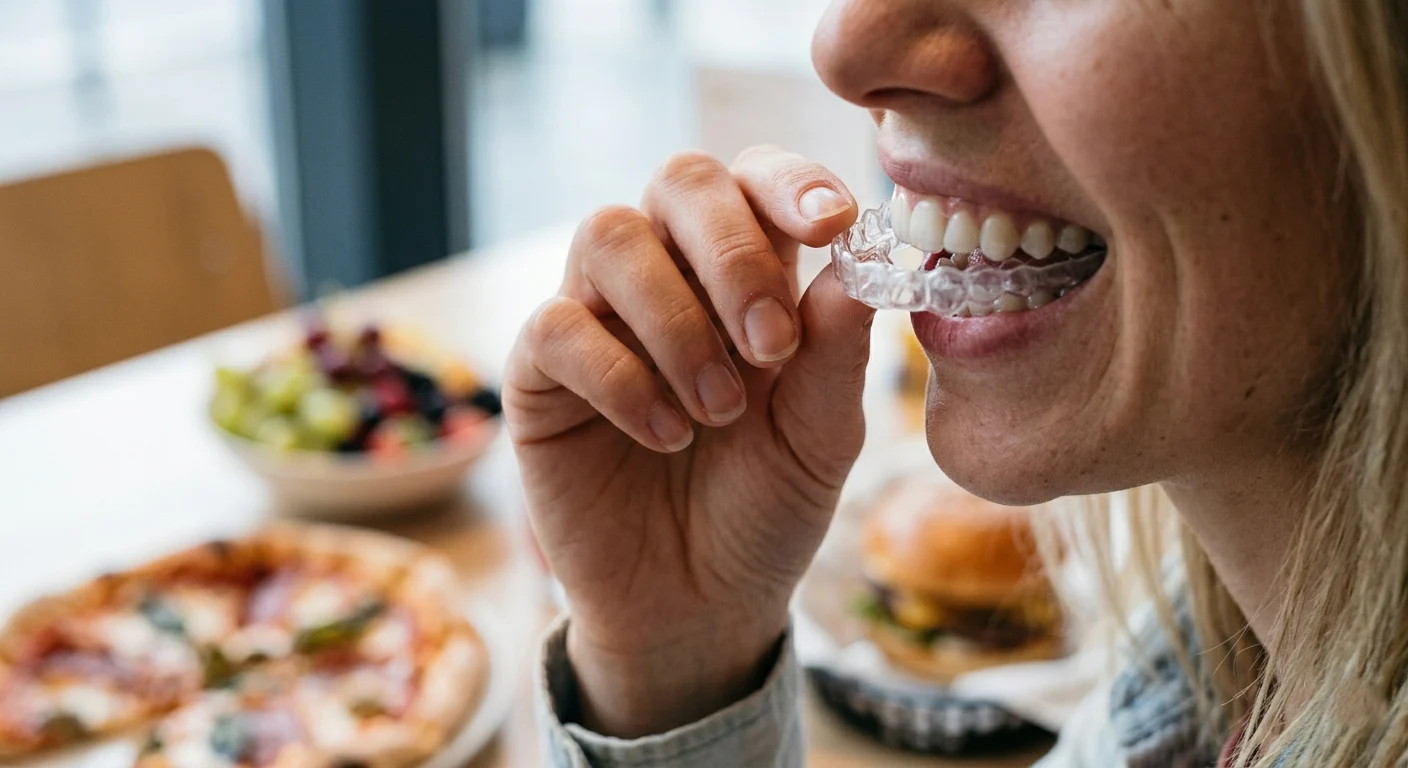 Removable Invisalign aligners — eat what you love